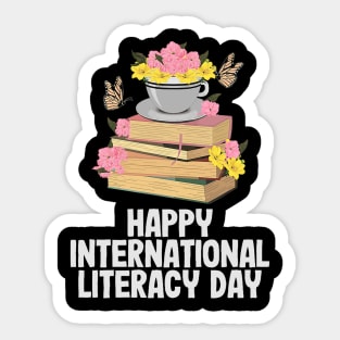 Happy International Literacy Day Book Lover Reading Sticker